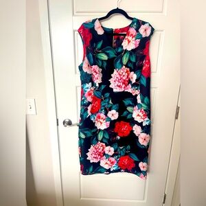 Calvin Klein Floral-Print Scuba Sheath Dress, EUC, 14W